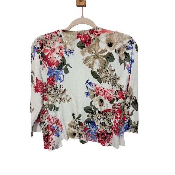 White House Black Market Floral Cardigan XS Shimmer Fairy Soft Girl Ethereal - Picture 5 of 6